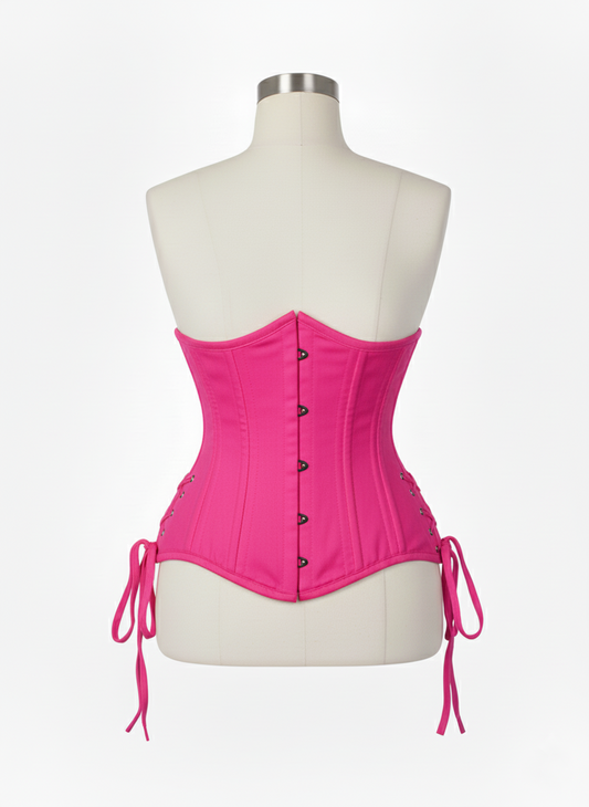 Underbust Double Steel Boned Corset Hourglass Curve Waspie Corsete Corseting Hot pink Cotton CE-0210253