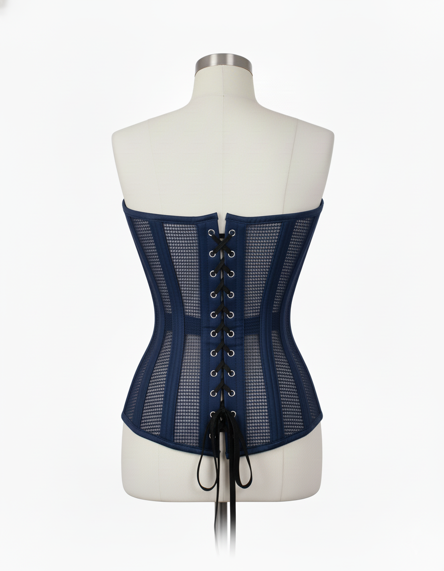 Overbust Corset Hourglass Curve Corsets Corsete Corseting Navy Blue Mesh CE-0310251