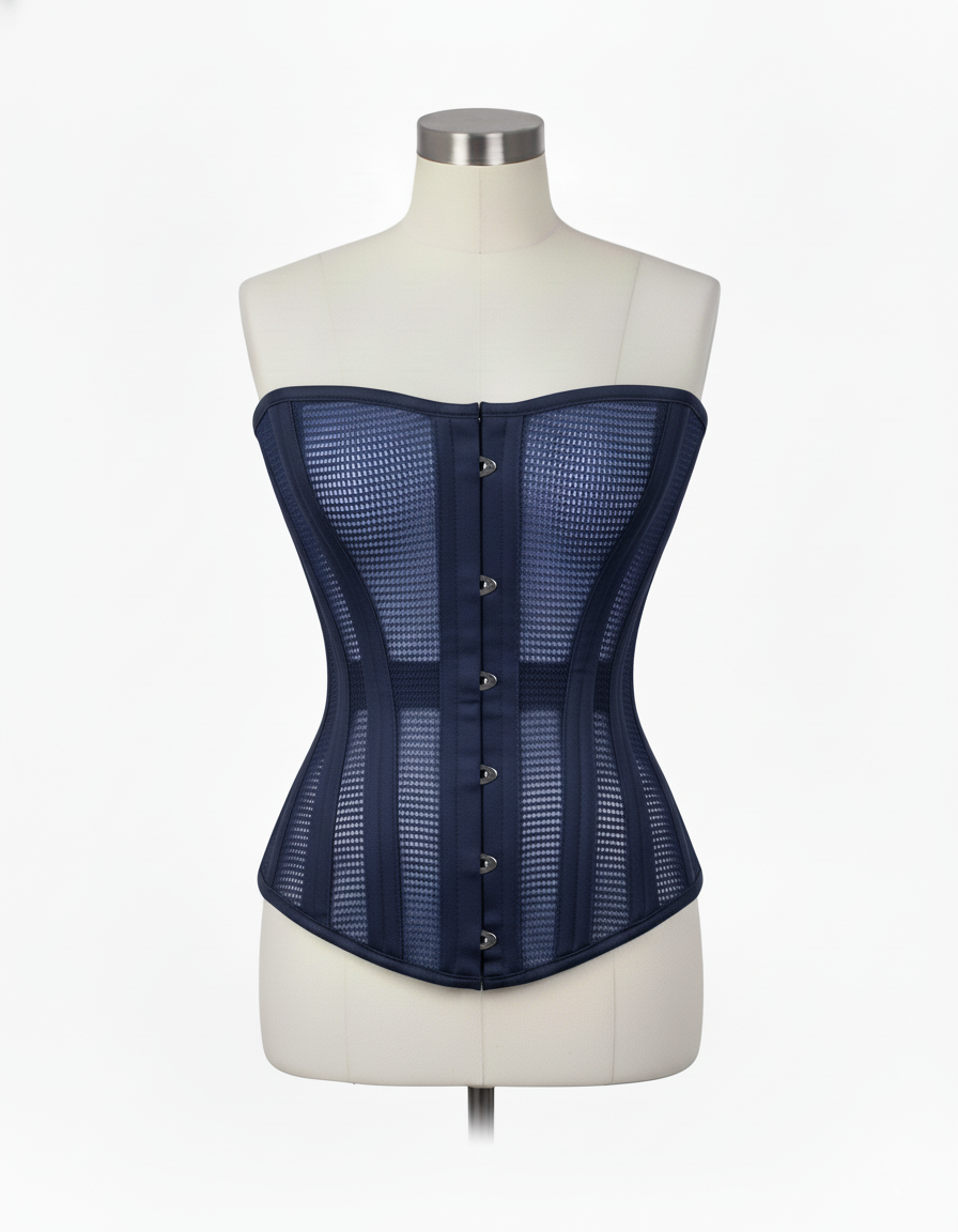 Overbust Corset Hourglass Curve Corsets Corsete Corseting Navy Blue Mesh CE-0310251