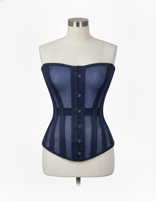 Overbust Corset Hourglass Curve Corsets Corsete Corseting Navy Blue Mesh CE-0310251