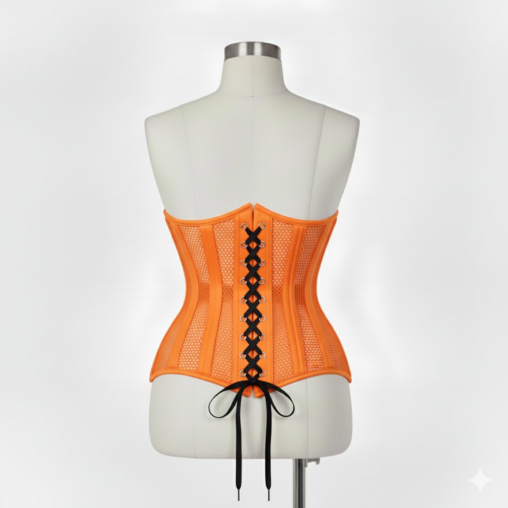 Underbust Corsets Hourglass Curve Waspie Corsete Corseting Orange Mesh CE-0210251