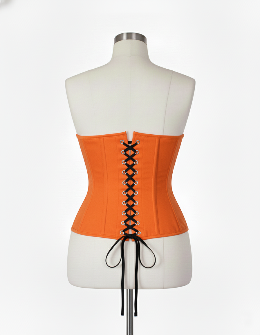 Underbust Corsets Hourglass Curve Waspie Corsete Corseting Front Clasps Orange Cotton CE-0210252