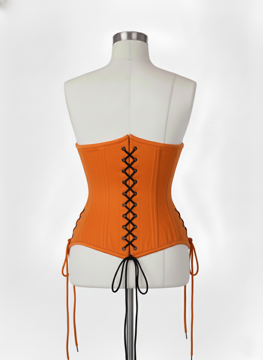 Underbust Double Steel Boned Corset Hourglass Curve Waspie Corsete Corseting Orange Cotton CE-0210253