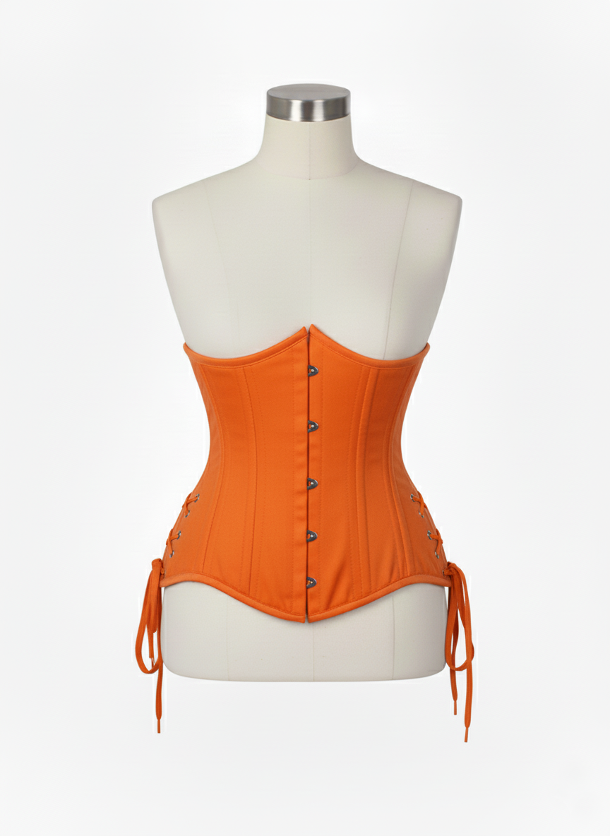 Underbust Double Steel Boned Corset Hourglass Curve Waspie Corsete Corseting Orange Cotton CE-0210253