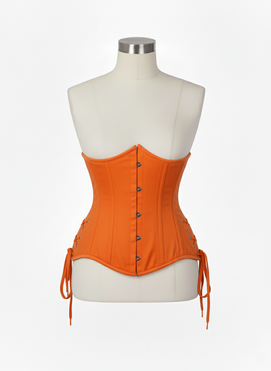 Underbust Double Steel Boned Corset Hourglass Curve Waspie Corsete Corseting Orange Cotton CE-0210253