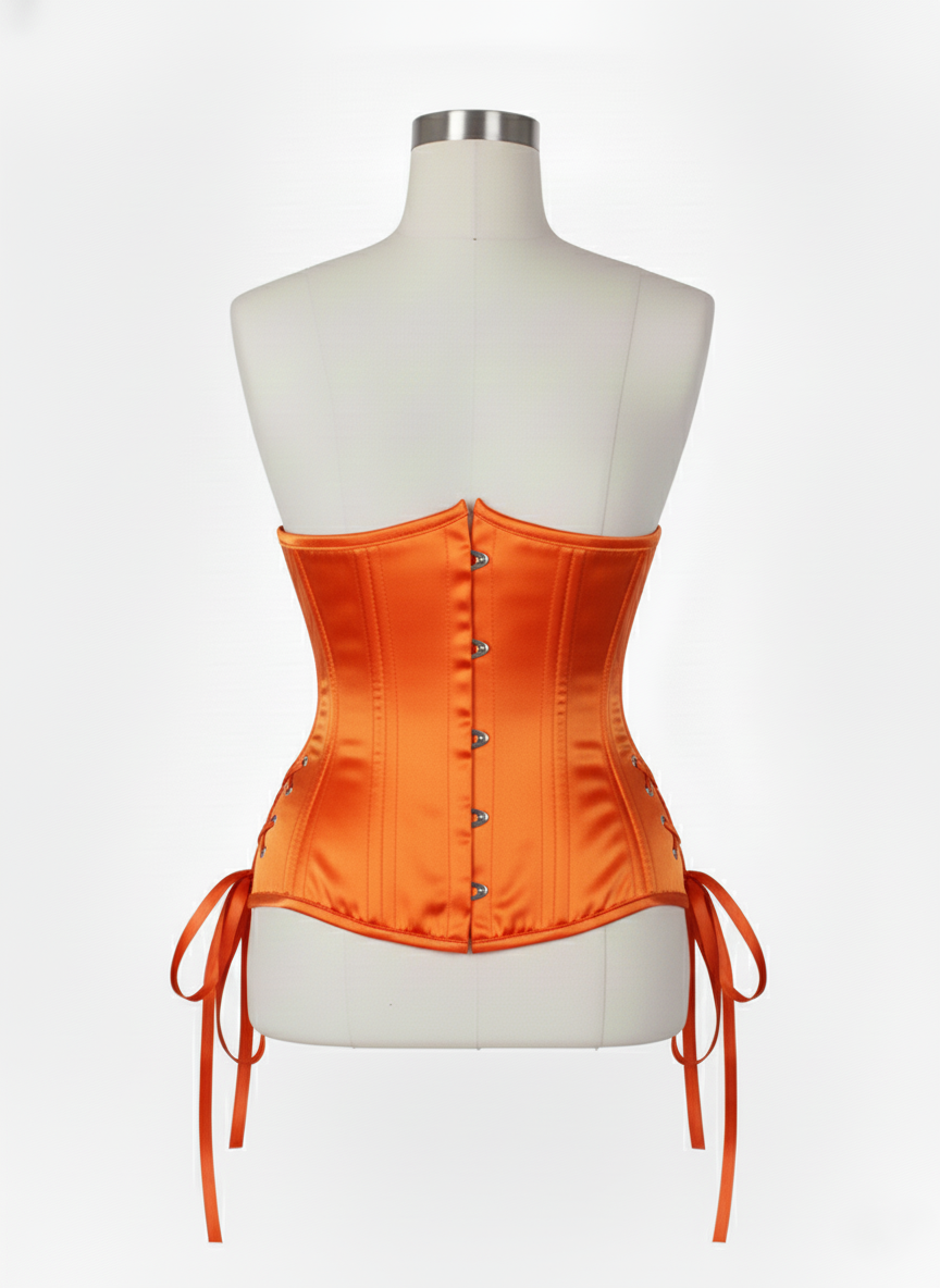 Underbust Double Steel Boned Corset Hourglass Curve Waspie Corsete Corseting Orange Satin CE-0210253