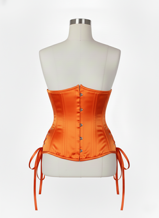 Underbust Double Steel Boned Corset Hourglass Curve Waspie Corsete Corseting Orange Satin CE-0210253