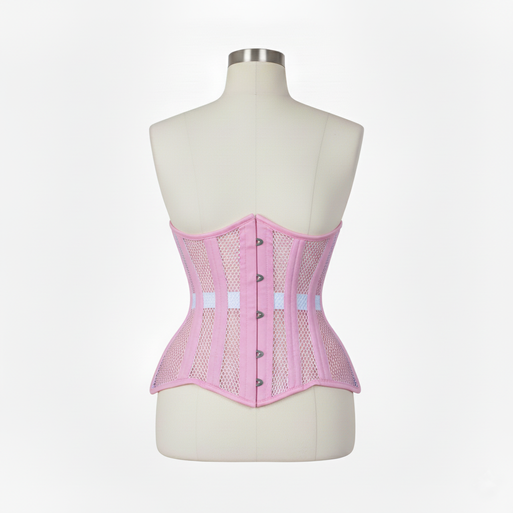 Underbust Corsets Hourglass Curve Waspie Corsete Corseting Pink Mesh CE-0210251