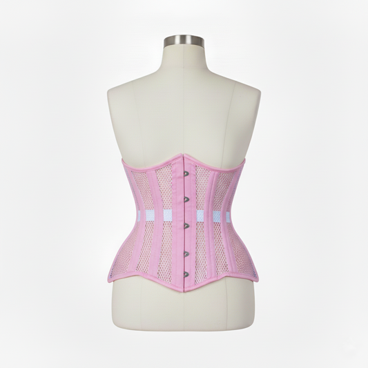 Underbust Corsets Hourglass Curve Waspie Corsete Corseting Pink Mesh CE-0210251