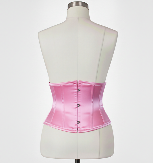 Waist Cincher Corset Hourglass Curve Waspie Corsete Corseting Pink Satin CE-1617