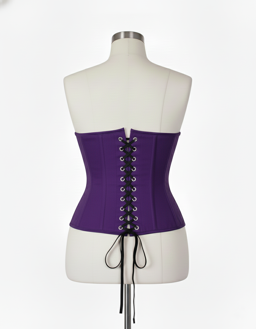Underbust Corsets Hourglass Curve Waspie Corsete Corseting Front Clasps Purple Cotton CE-0210252