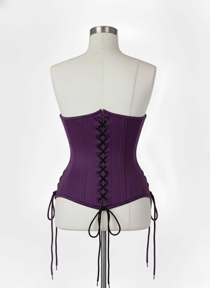 Underbust Double Steel Boned Corset Hourglass Curve Waspie Corsete Corseting Purple Cotton CE-0210253