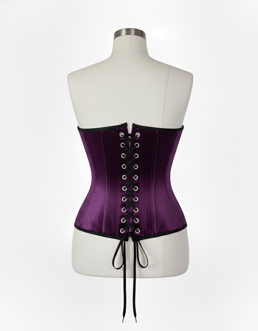 Underbust Corsets Hourglass Curve Waspie Corsete Corseting Front Clasps Purple Velvet CE-0210252