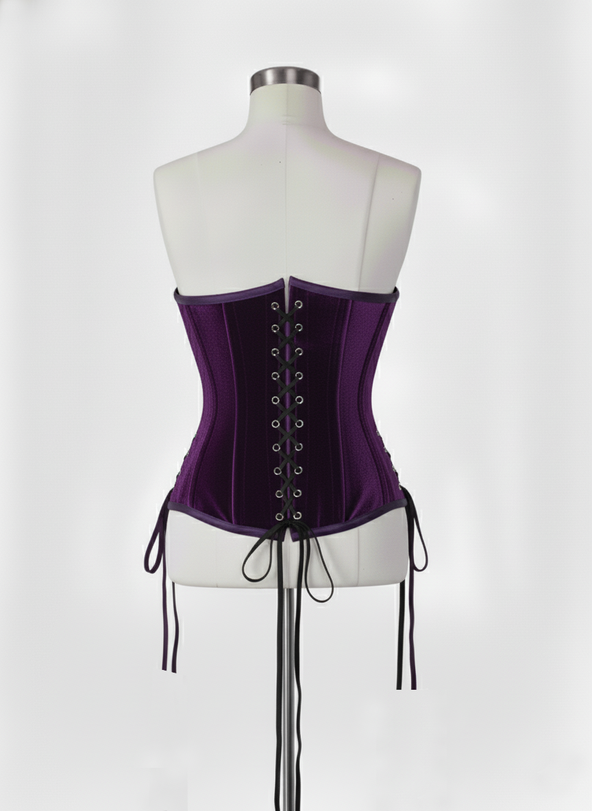 Underbust Double Steel Boned Corset Hourglass Curve Waspie Corsete Corseting Purple Velvet CE-0210253
