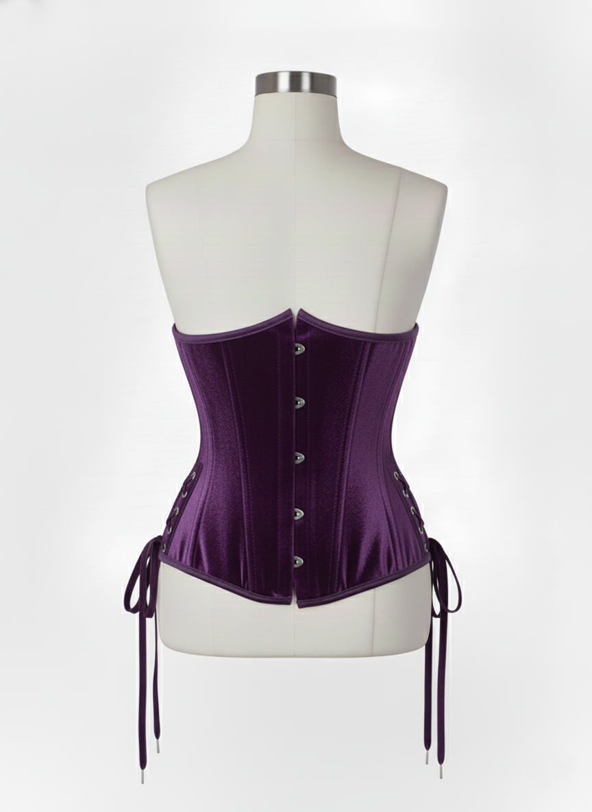 Underbust Double Steel Boned Corset Hourglass Curve Waspie Corsete Corseting Purple Velvet CE-0210253