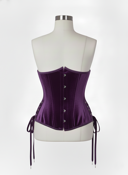 Underbust Double Steel Boned Corset Hourglass Curve Waspie Corsete Corseting Purple Velvet CE-0210253