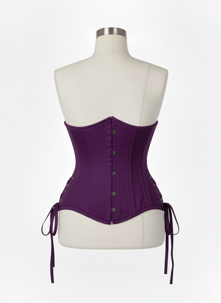 Underbust Double Steel Boned Corset Hourglass Curve Waspie Corsete Corseting Purple Cotton CE-0210253