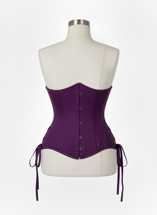 Underbust Double Steel Boned Corset Hourglass Curve Waspie Corsete Corseting Purple Cotton CE-0210253