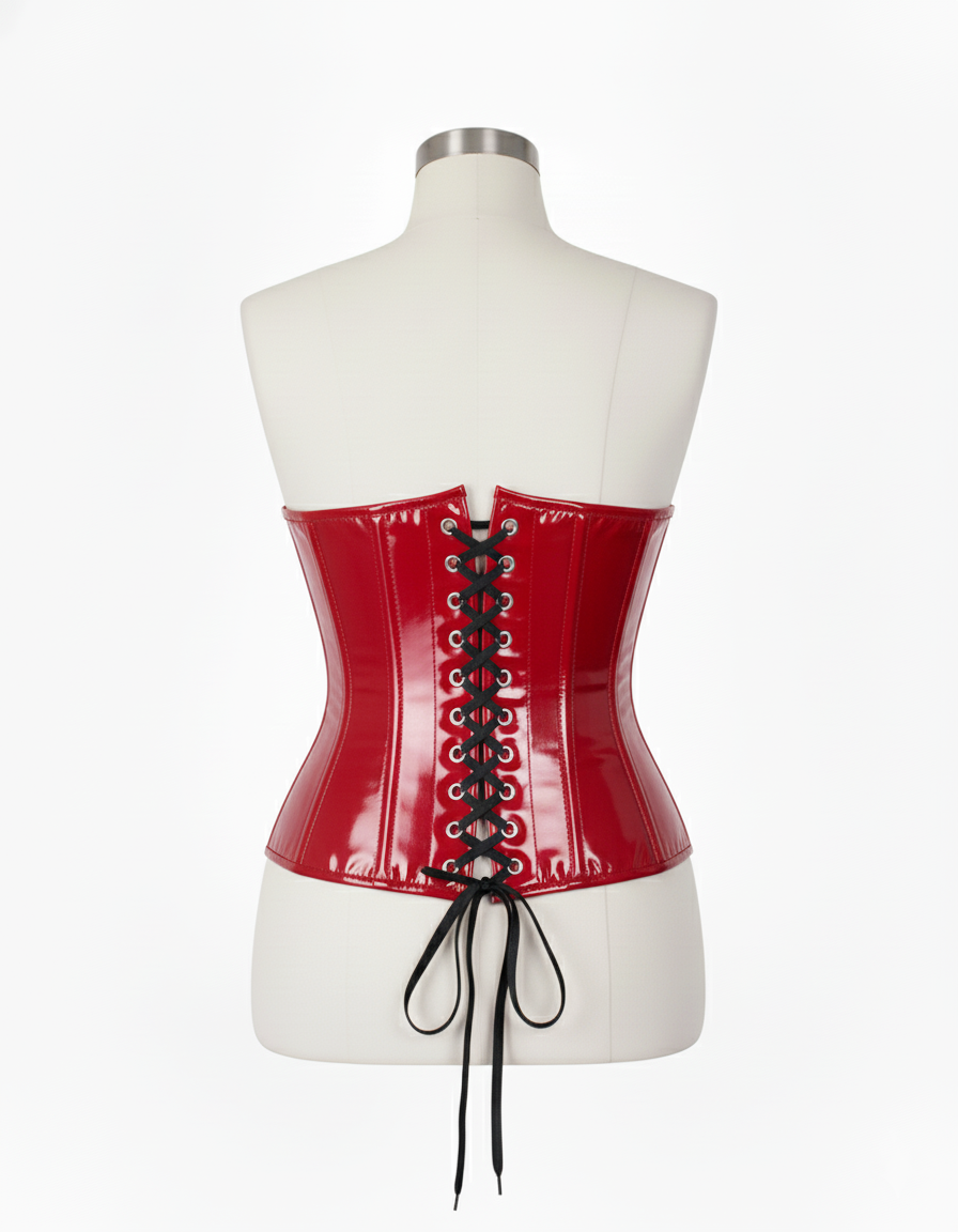 Underbust Corsets Hourglass Curve Waspie Corsete Corseting  Front Clasps Red PVC CE-0210252