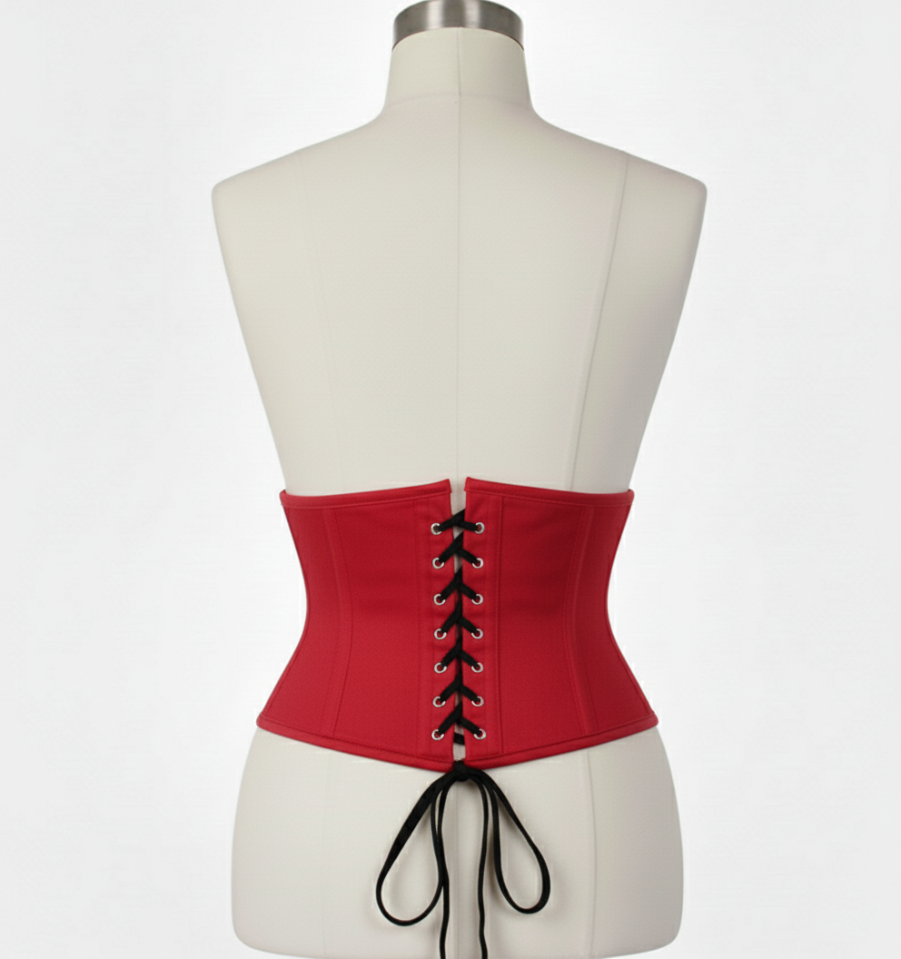 Waist Cincher Corset Hourglass Curve Waspie Corsete Corseting Red Cotton CE-03102511