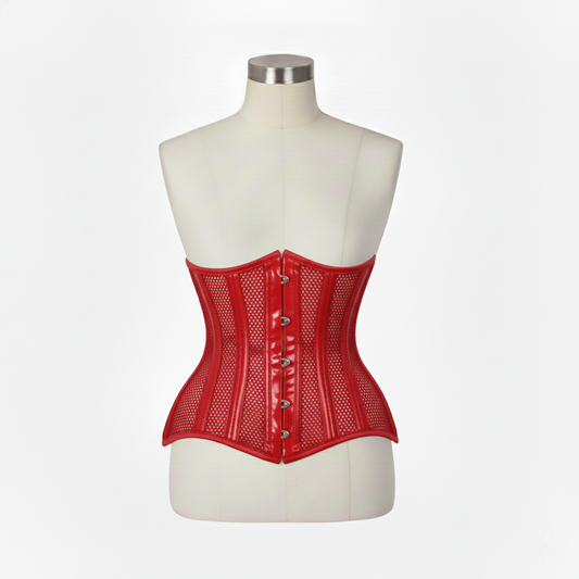 Underbust Corsets Hourglass Curve Waspie Corsete Corseting Red PVC Mesh CE-0210251