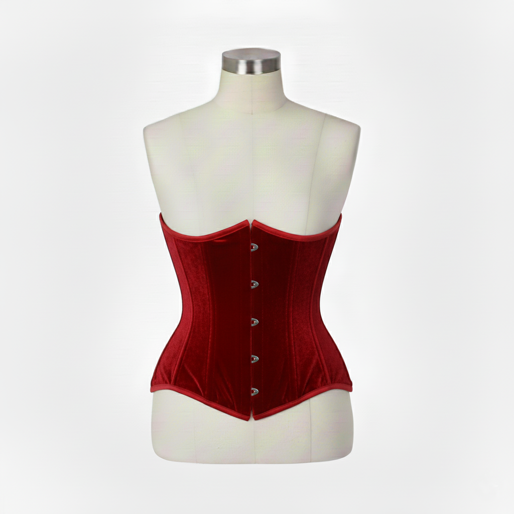 Underbust Corsets Hourglass Curve Waspie Corsete Corseting Red Velvet CE-0210251
