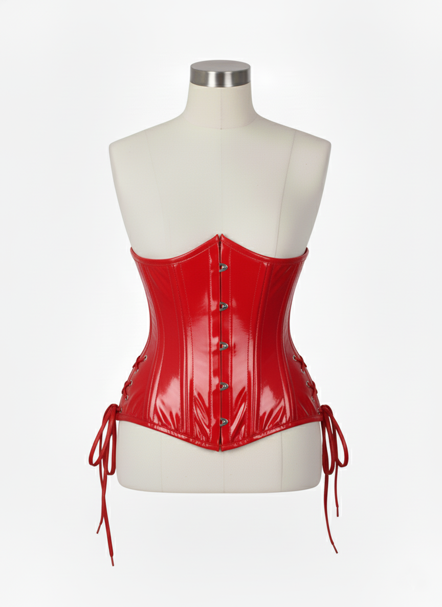 Underbust Double Steel Boned Corset Hourglass Curve Waspie Corsete Corseting Red PVC CE-0210253