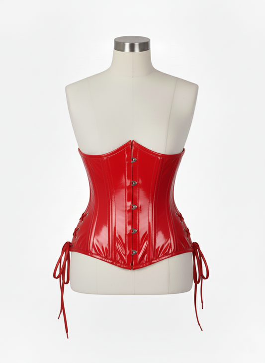 Underbust Double Steel Boned Corset Hourglass Curve Waspie Corsete Corseting Red PVC CE-0210253