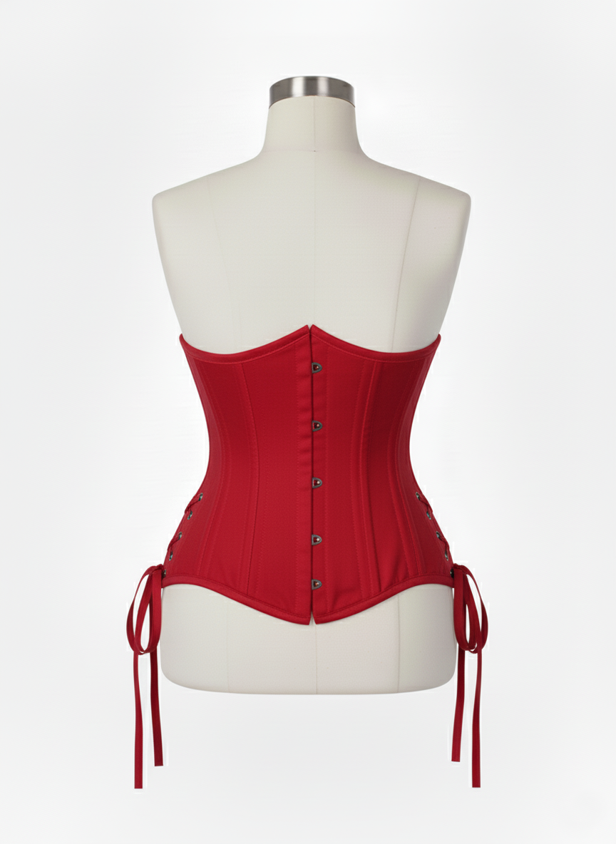 Underbust Double Steel Boned Corset Hourglass Curve Waspie Corsete Corseting Red Cotton CE-0210253