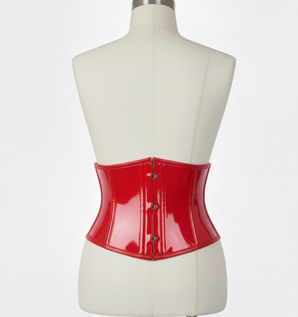 Waist Cincher Corset Hourglass Curve Waspie Corsete Corseting Red PVC CE-03102511