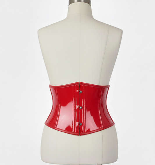 Waist Cincher Corset Hourglass Curve Waspie Corsete Corseting Red PVC CE-03102511