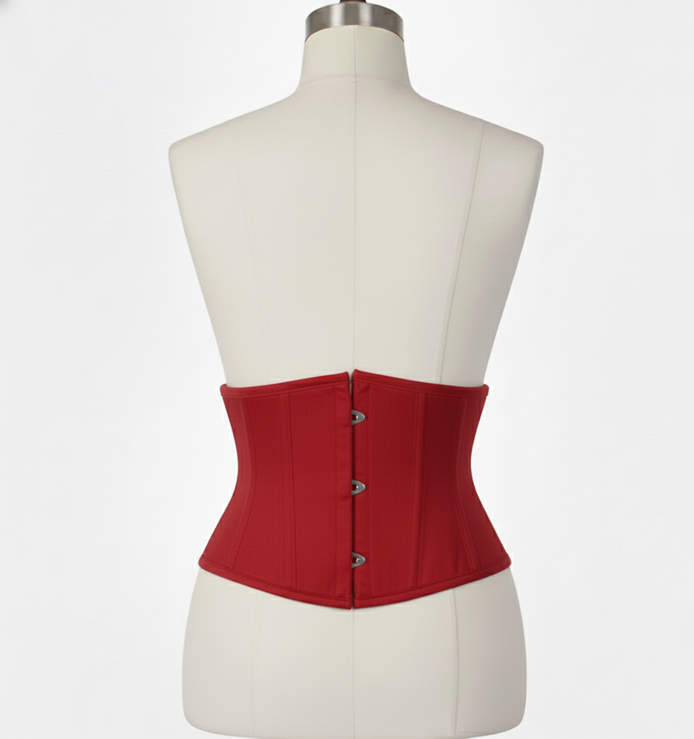 Waist Cincher Corset Hourglass Curve Waspie Corsete Corseting Red Cotton CE-03102511