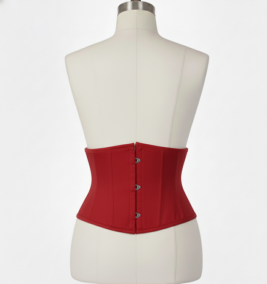 Waist Cincher Corset Hourglass Curve Waspie Corsete Corseting Red Cotton CE-03102511