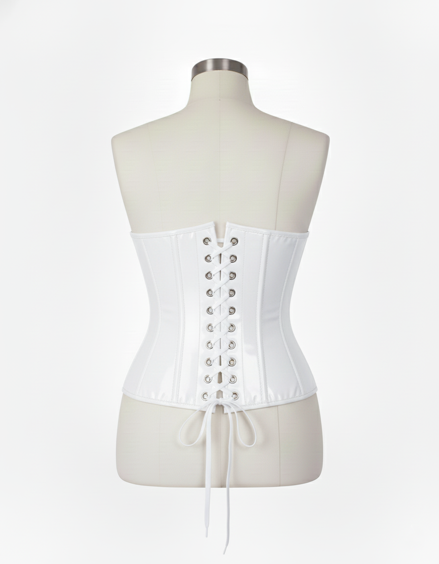Underbust Corsets Hourglass Curve Waspie Corsete Corseting  Front Clasps White PVC CE-0210252