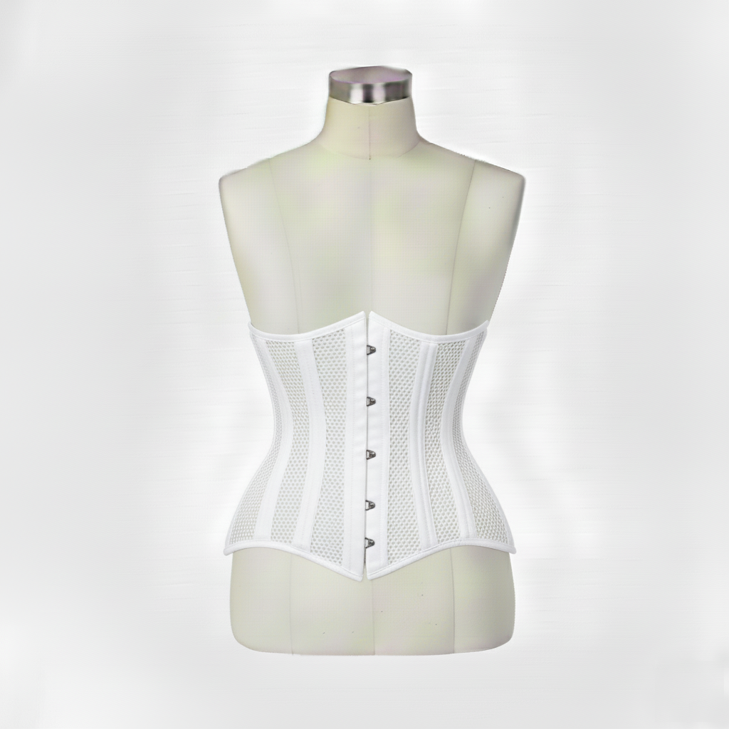 Underbust Corsets Hourglass Curve Waspie Corsete Corseting White PVC Mesh CE-0210251