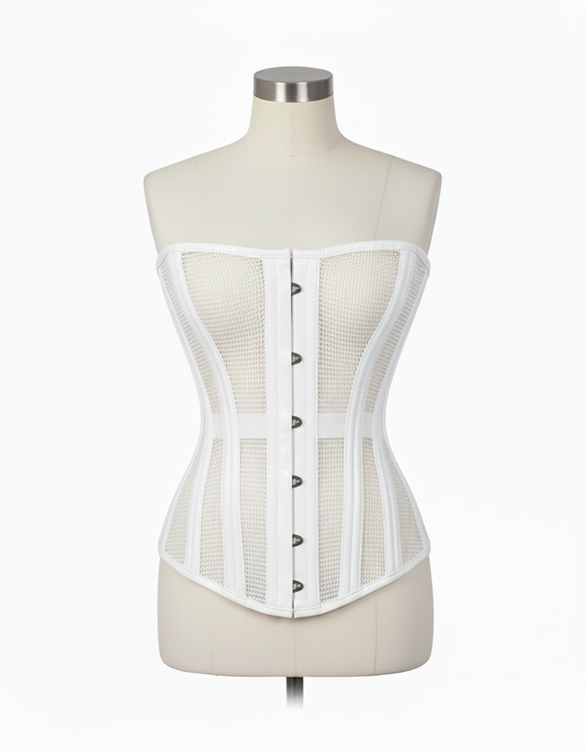 Overbust Corset Hourglass Curve Corsets Corsete Corseting White PVC Mesh CE-0310251