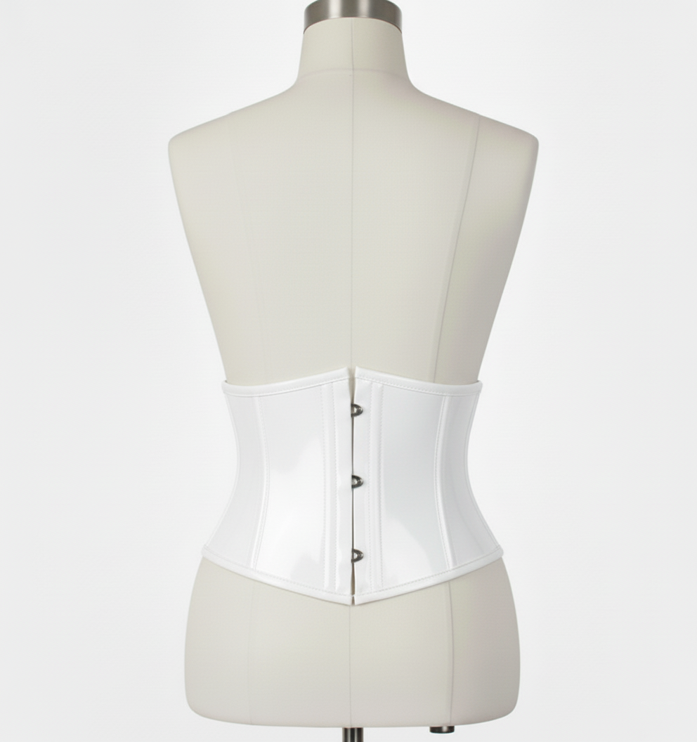 Waist Cincher Corset Hourglass Curve Waspie Corsete Corseting White PVC CE-03102511