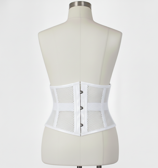 Waist Cincher Corset Hourglass Curve Waspie Corsete Corseting White PVC Mesh CE-03102511