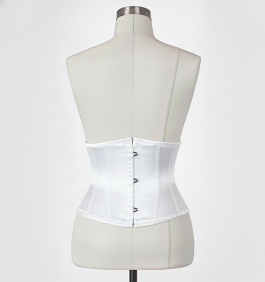Waist Cincher Corset Hourglass Curve Waspie Corsete Corseting White Satin CE-1611