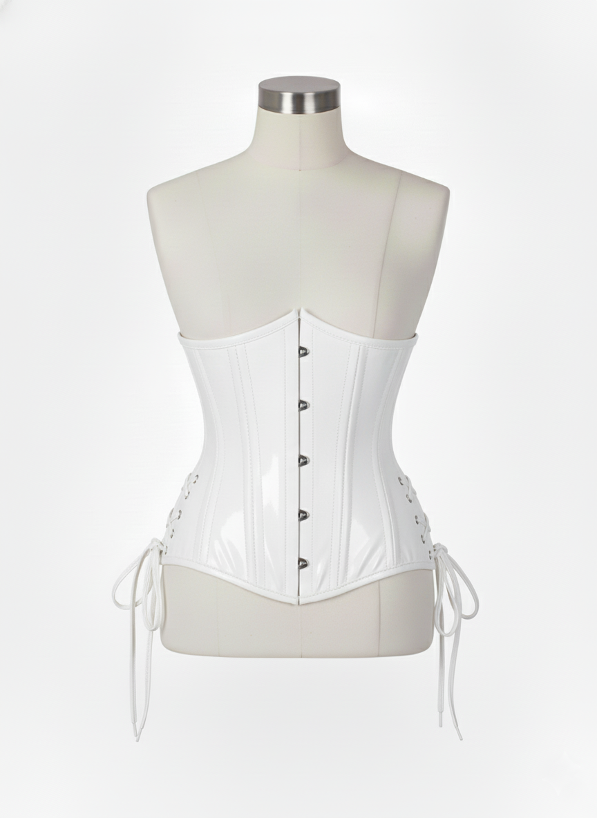 Underbust Double Steel Boned Corset Hourglass Curve Waspie Corsete Corseting White PVC CE-0210253
