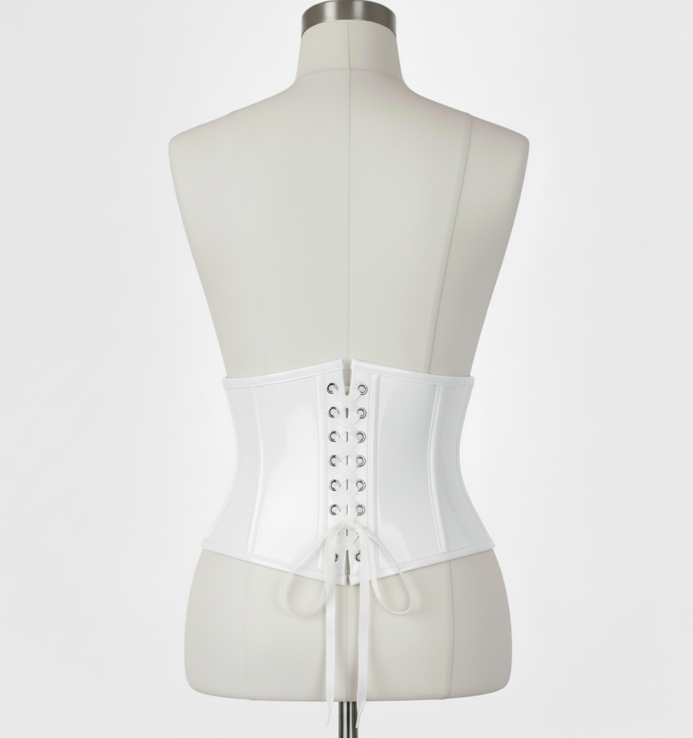 Waist Cincher Corset Hourglass Curve Waspie Corsete Corseting White PVC CE-03102511