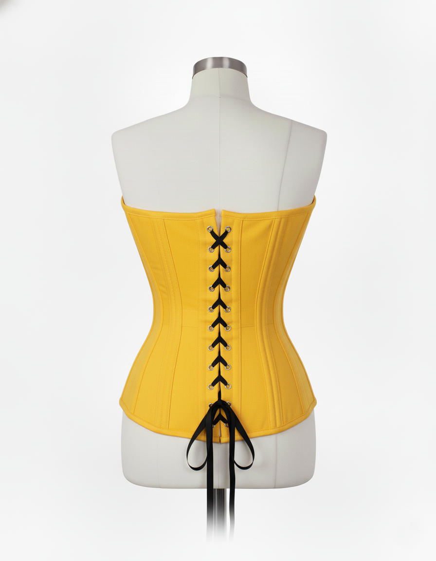Overbust Corset Hourglass Curve Corsets Corsete Corseting Yellow Cotton CE-0310251