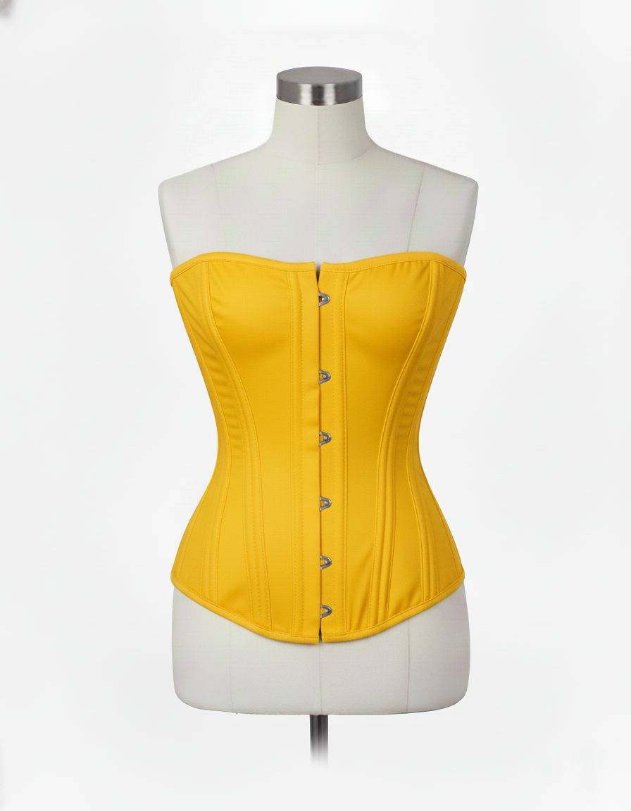 Overbust Corset Hourglass Curve Corsets Corsete Corseting Yellow Cotton CE-0310251