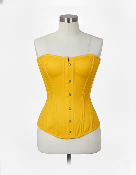 Overbust Corset Hourglass Curve Corsets Corsete Corseting Yellow Cotton CE-0310251