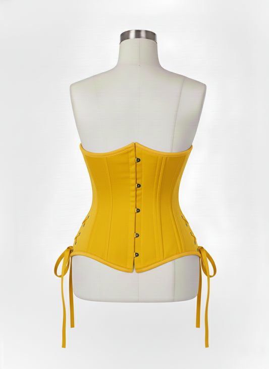 Underbust Double Steel Boned Corset Hourglass Curve Waspie Corsete Corseting Yellow Cotton CE-0210253